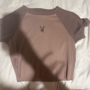 PLAYBOY Two-Tone Brown Crop Top